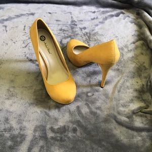 New mustard suede heels.
